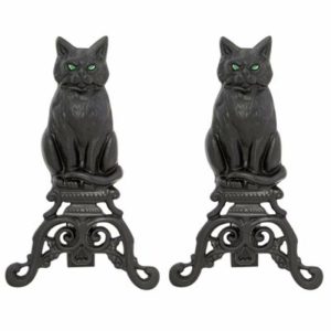 Andirons |   Cat Cast Iron Fireplace Andirons, Set Of 2 Andirons Andirons