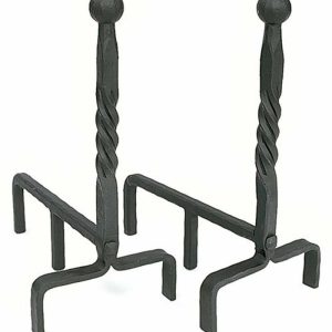 Andirons |   Wrought Iron Andirons Set With Ball Finial And Finish Fireplace Accessories Andirons