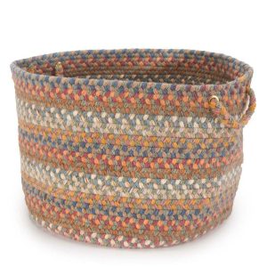 Bath Accessories |   Ridge Wool Braided Basket, 18"Dia. X 12"H Bath Accessories Barn Red Multi