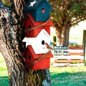 Birdhouses |   Americana Patriotic Four-Story Hanging Wood Birdhouse Birdhouses Birdhouses