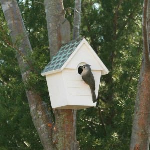 Birdhouses |   Hardwood Hanging Cottage-Style Birdhouse With Verdigris Copper Roof Birdhouses Birdhouses