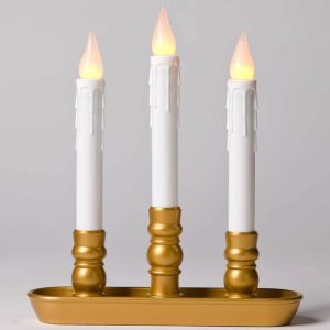 Candles & Lanterns |   Battery-Operated Led Colonial Window Triple Candle Candles & Lanterns Antique Gold