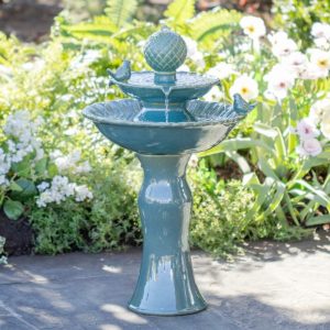 Deck & Patio Accents |   Ceramic Tiered Bird Fountain Deck & Patio Accents Deck & Patio Accents