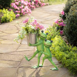 Deck & Patio Accents |   Indoor/Outdoor Metal Friendly Frogs Planter Deck & Patio Accents Deck & Patio Accents