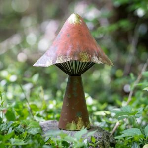 Deck & Patio Accents |   Terra Cotta Metal Mushroom Garden Statue Deck & Patio Accents Deck & Patio Accents