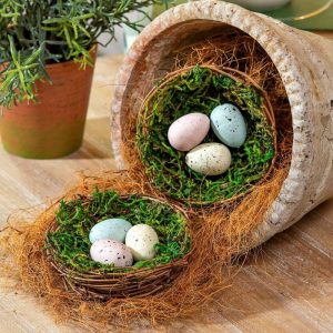 Decorative Accents |   Artificial Easter Bird Nest Table Décor In Gift Box, Set Of 4 Decorative Accents Decorative Accents