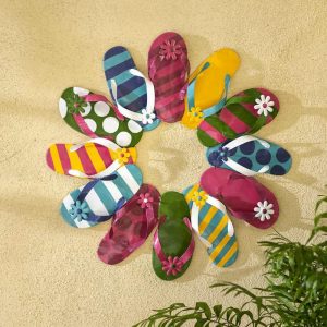 Decorative Accents |   Boho Style Summer Flip-Flop Metal Wreath Decorative Accents Decorative Accents