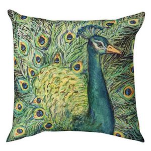 Decorative Accents |   Colorful Square Peacock Throw Pillow Decorative Accents Decorative Accents