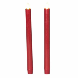 Decorative Accents |   Flameless Led Taper Candles, Set Of 2 Candles & Lanterns Candles & Lanterns