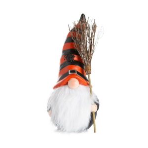 Decorative Accents |   Halloween Gnome With Lighted Broom And Color-Changing Beard Decorative Accents Decorative Accents