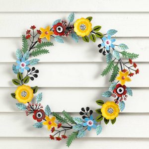 Decorative Accents |   Indoor/Outdoor Floral And Berry Metal Wreath Decorative Accents Decorative Accents