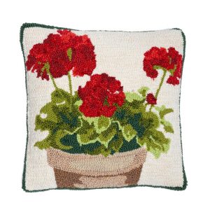 Decorative Accents |   Indoor/Outdoor Geranium Hooked Polypropylene Throw Pillow Decorative Accents Decorative Accents