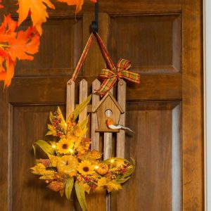 Decorative Accents |   Light- Up Fence And Birdhouse Harvest Wall Art Decorative Accents Decorative Accents