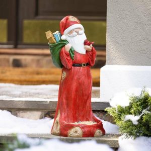 Decorative Garden Accents |   All-Weather Santa Bird Feeder Statue Decorative Garden Accents Decorative Garden Accents