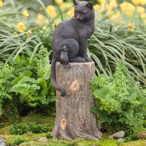 Decorative Garden Accents |   Cat And Mouse On Stump Lawn Ornament Decorative Garden Accents Decorative Garden Accents