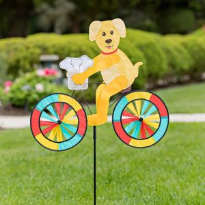 Decorative Garden Accents |   Dog On Bicycle Wind Spinner Decorative Garden Accents Decorative Garden Accents