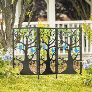 Decorative Garden Accents |   Laser-Cut Metal Bluebird Garden Screen Decorative Garden Accents Decorative Garden Accents