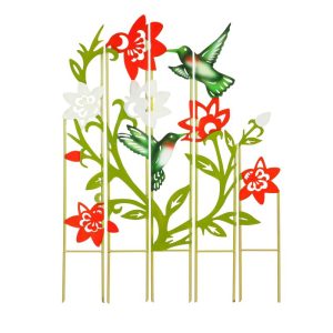 Decorative Garden Accents |   Metal Hummingbird Landscape Panel Stake Set Decorative Garden Accents Decorative Garden Accents