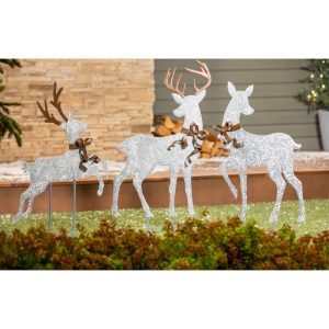 Decorative Garden Accents |   Metal Reindeer Garden Stakes, Set Of 3 Decorative Garden Accents Decorative Garden Accents