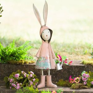 Decorative Garden Accents |   Metal Storybook Rabbit Garden Statue Decorative Garden Accents Blue