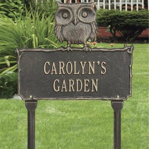 Decorative Garden Accents |   Personalized Cast Aluminum Owl Sign Decorative Garden Accents Decorative Garden Accents