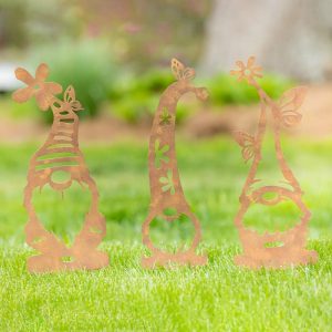 Decorative Garden Accents |   Rustic Gnome Garden Stakes, Set Of 3 Decorative Garden Accents Decorative Garden Accents