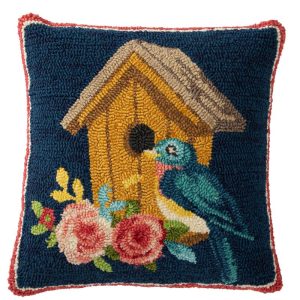 Decorative Pillows |   Indoor/Outdoor Birdhouse Hooked Polypropylene Throw Pillow Decorative Pillows Decorative Pillows