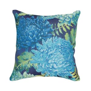 Decorative Pillows |   Indoor/Outdoor Chrysanthemum Polypropylene Throw Pillow Decorative Accents Blue