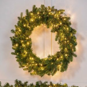 Faux Flowers & Plants |   Arlington Indoor/Outdoor Lighted Holiday Wreath Decorative Accents Decorative Accents