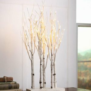 Faux Flowers & Plants |   Lighted Birch Line Treescape Accent Decorative Accents Decorative Accents