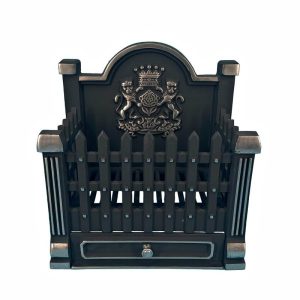 Fireplace Grates & Firebacks |   Gothic Style Fire Basket With Fireback Fireplace Accessories Fireplace Grates & Firebacks