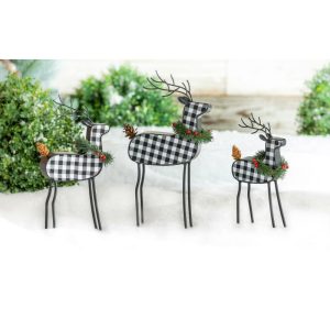 Fireplace & Mantel Décor |   Checkered Deer Table Décor, Set Of 3 Fireplace & Mantel Décor Fireplace & Mantel Décor