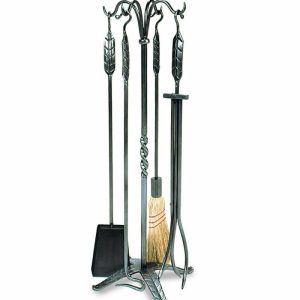 Fireplace Tool Sets |   5-Piece Fireplace Tool Set With Leaf Handles Fireplace Accessories Fireplace Tool Sets