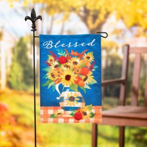 Garden Flags |   Blessed Floral Arrangement Linen Garden Flag Flags & Buntings Garden Flags