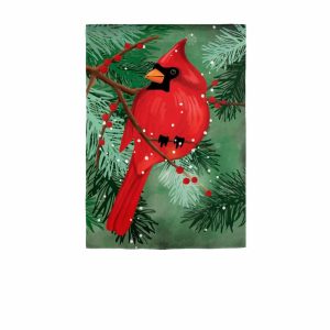 Garden Flags |   Cardinal In Pines Applique Garden Flag Flags & Buntings Garden Flags