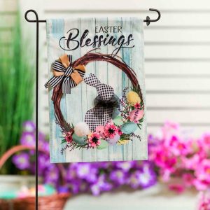 Garden Flags |   "Easter Blessings" Burlap Garden Flag Flags & Buntings Garden Flags