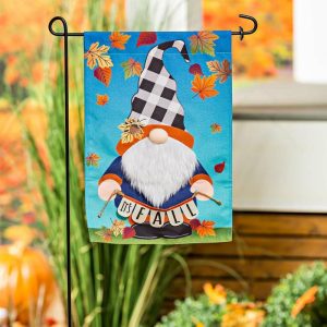 Garden Flags |   Fall Gnome Linen Garden Flag Flags & Buntings Garden Flags