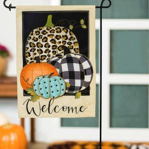 Garden Flags |   Mixed Print Pumpkins Linen Garden Flag Flags & Buntings Garden Flags