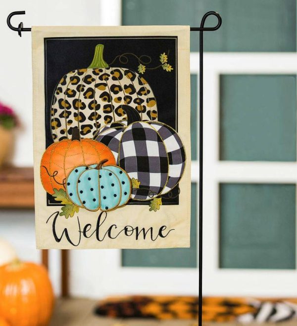 Garden Flags |   Mixed Print Pumpkins Linen Garden Flag Flags & Buntings Garden Flags