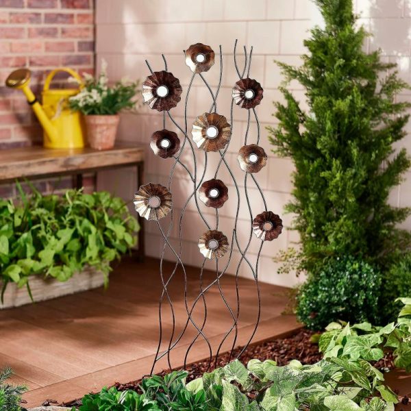 Garden Stakes |   Copper Botanical Garden Trellis Decorative Garden Accents Daisies