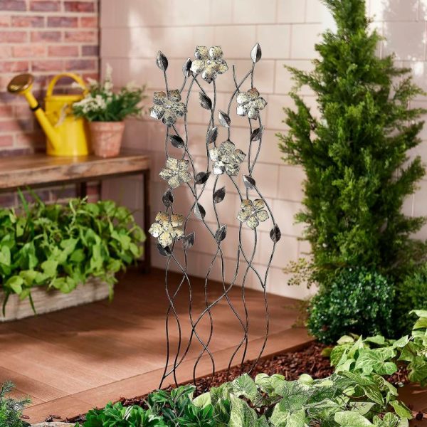 Garden Stakes |   Copper Botanical Garden Trellis Decorative Garden Accents Daisies