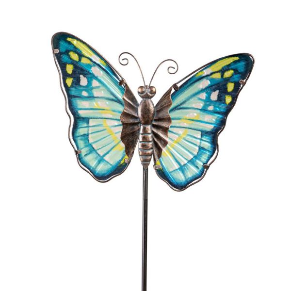 Garden Stakes |   Glass Butterfly Garden Stake Garden Accents Blue