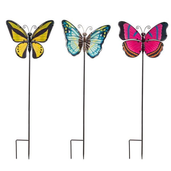 Garden Stakes |   Glass Butterfly Garden Stake Garden Accents Blue