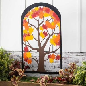 Garden Stakes |   Metal Fall Leaves Garden Trellis Garden Accents Garden Stakes