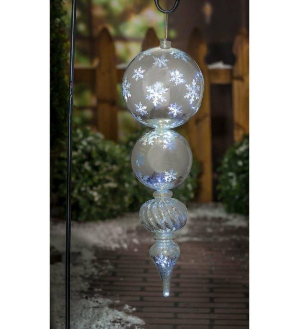 Garden Stakes |   Solar Shatterproof Silver Finial Garden Stake Decorative Garden Accents Decorative Garden Accents