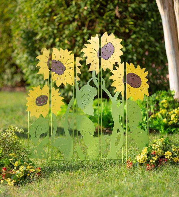 Garden Stakes |   Sunflower Garden Lighted Landscape Panel Stakes, Set Of 5 Decorative Garden Accents Decorative Garden Accents