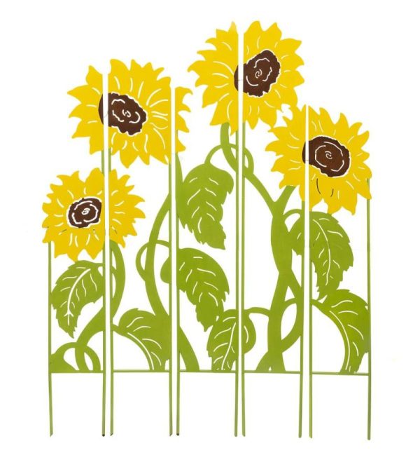 Garden Stakes |   Sunflower Garden Lighted Landscape Panel Stakes, Set Of 5 Decorative Garden Accents Decorative Garden Accents