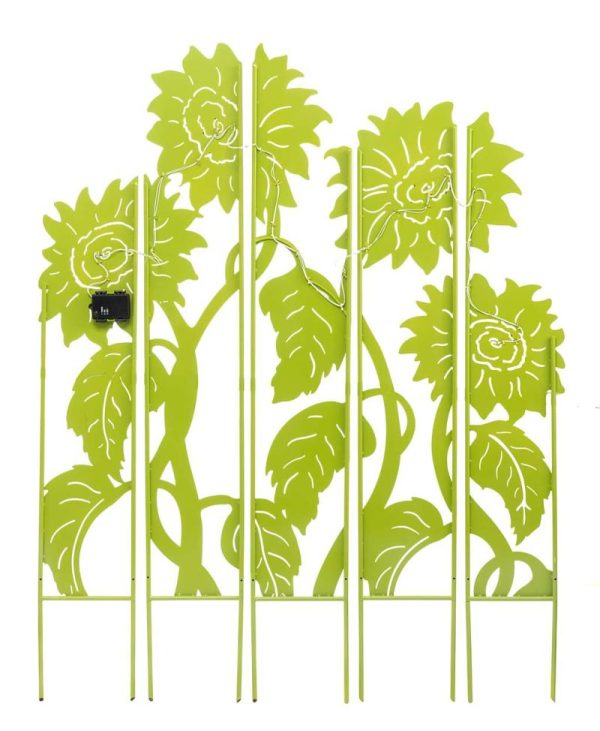 Garden Stakes |   Sunflower Garden Lighted Landscape Panel Stakes, Set Of 5 Decorative Garden Accents Decorative Garden Accents