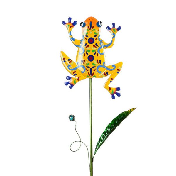 Garden Stakes |   Talavera-Inspired Frog Garden Stakes, Set Of 3 Garden Accents Garden Stakes