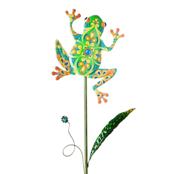 Garden Stakes |   Talavera-Inspired Frog Garden Stakes, Set Of 3 Garden Accents Garden Stakes